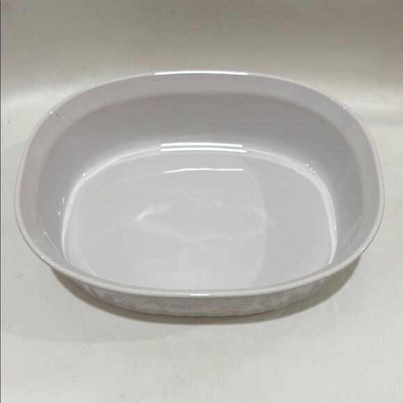Corningware Pink Trio Ribbed White Ceramic Baking Dish 1.8 Liter 9 1/2 X 7 1/2 - Picture 4 of 9